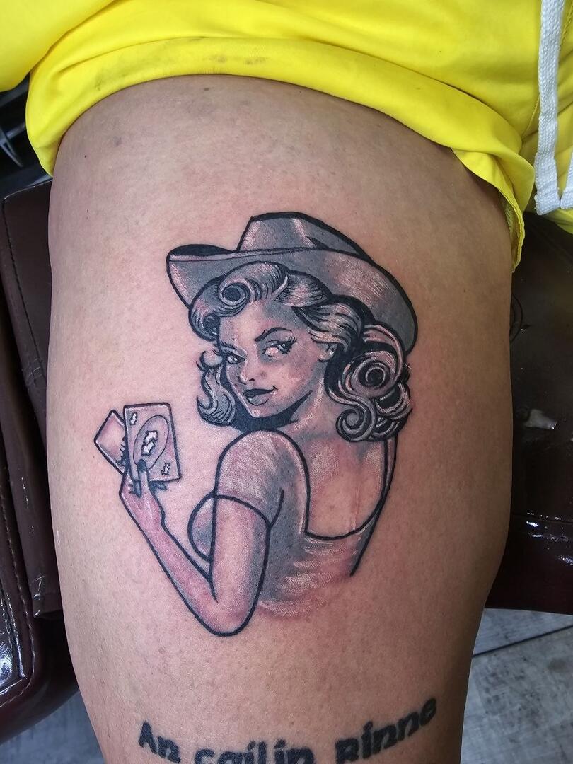 Colour character portrait tattoo